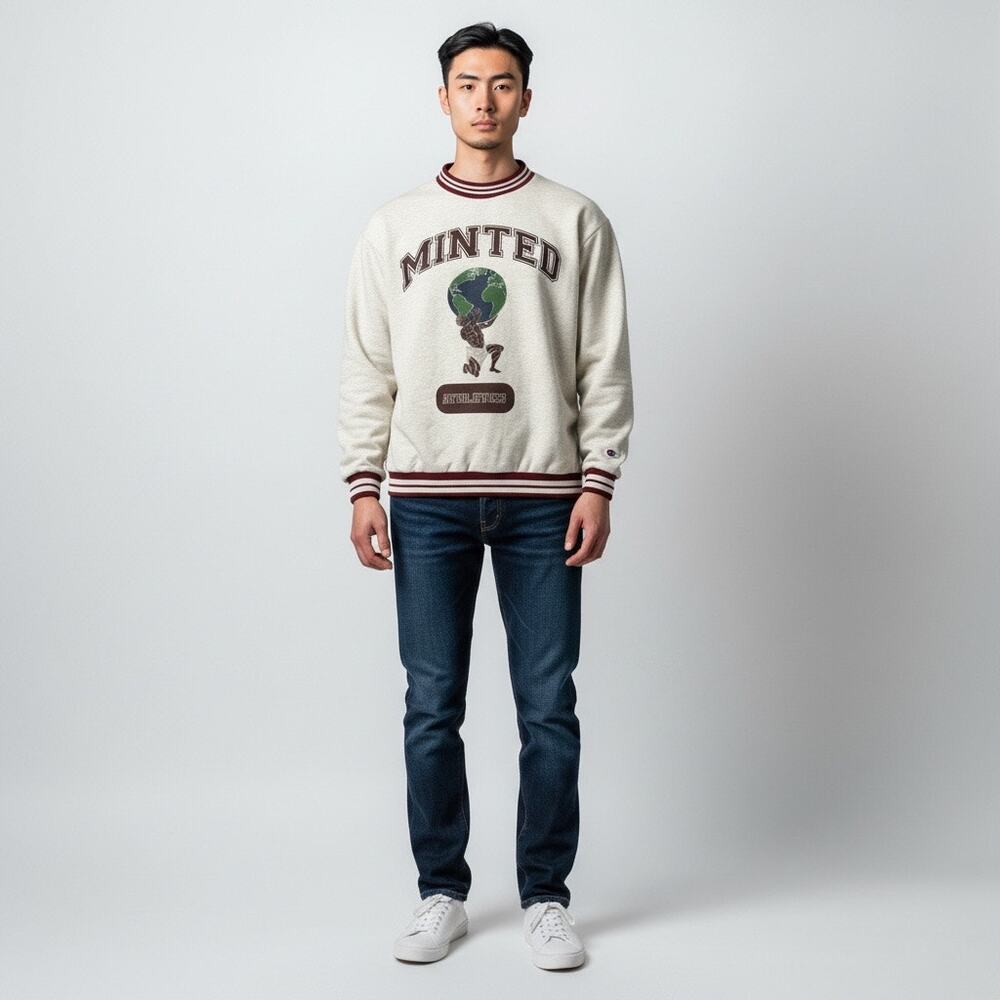 Minted New York Early Atlas Crewneck Sweatshirt Retro Graphic Men’s- Size Medium